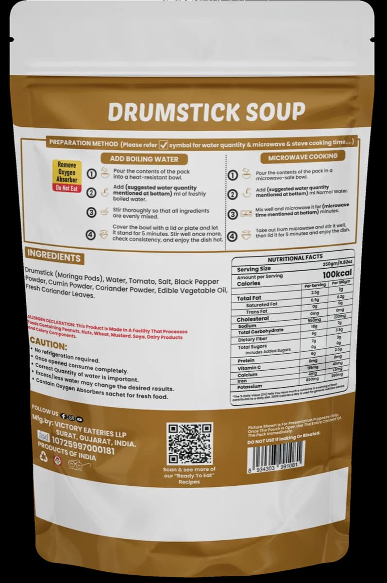 Drumstick Soup (Pack of 5) (Jain) — back of pack