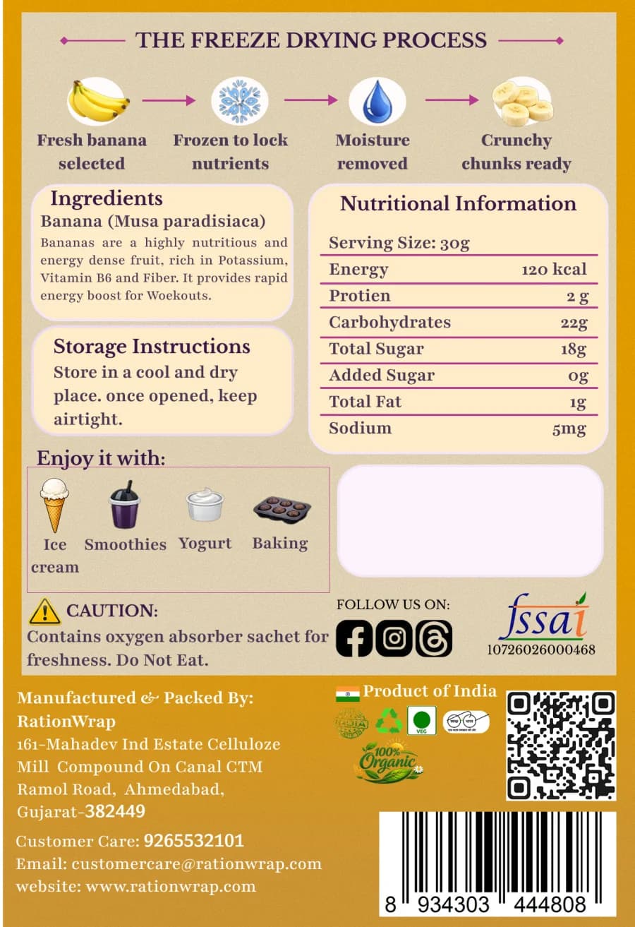 Banana Chunks — back of pack