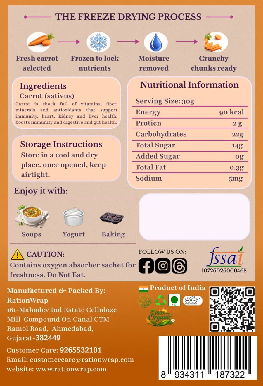 Carrot Chunks — back of pack