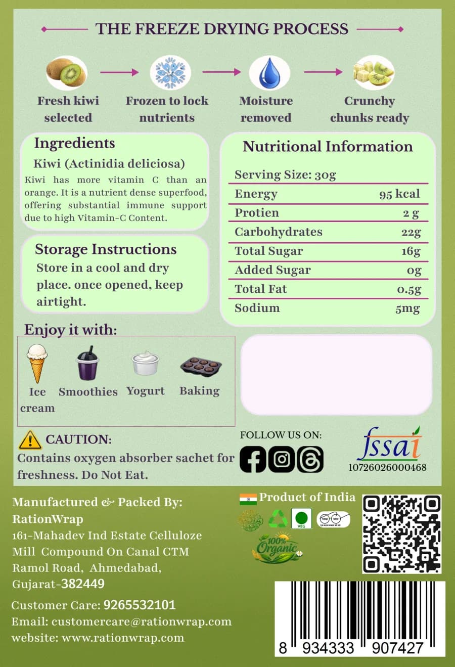 Kiwi Chunks — back of pack