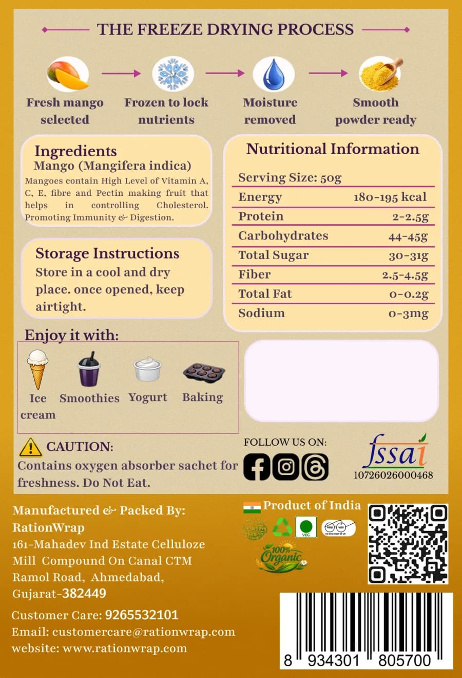Mango Powder — back of pack