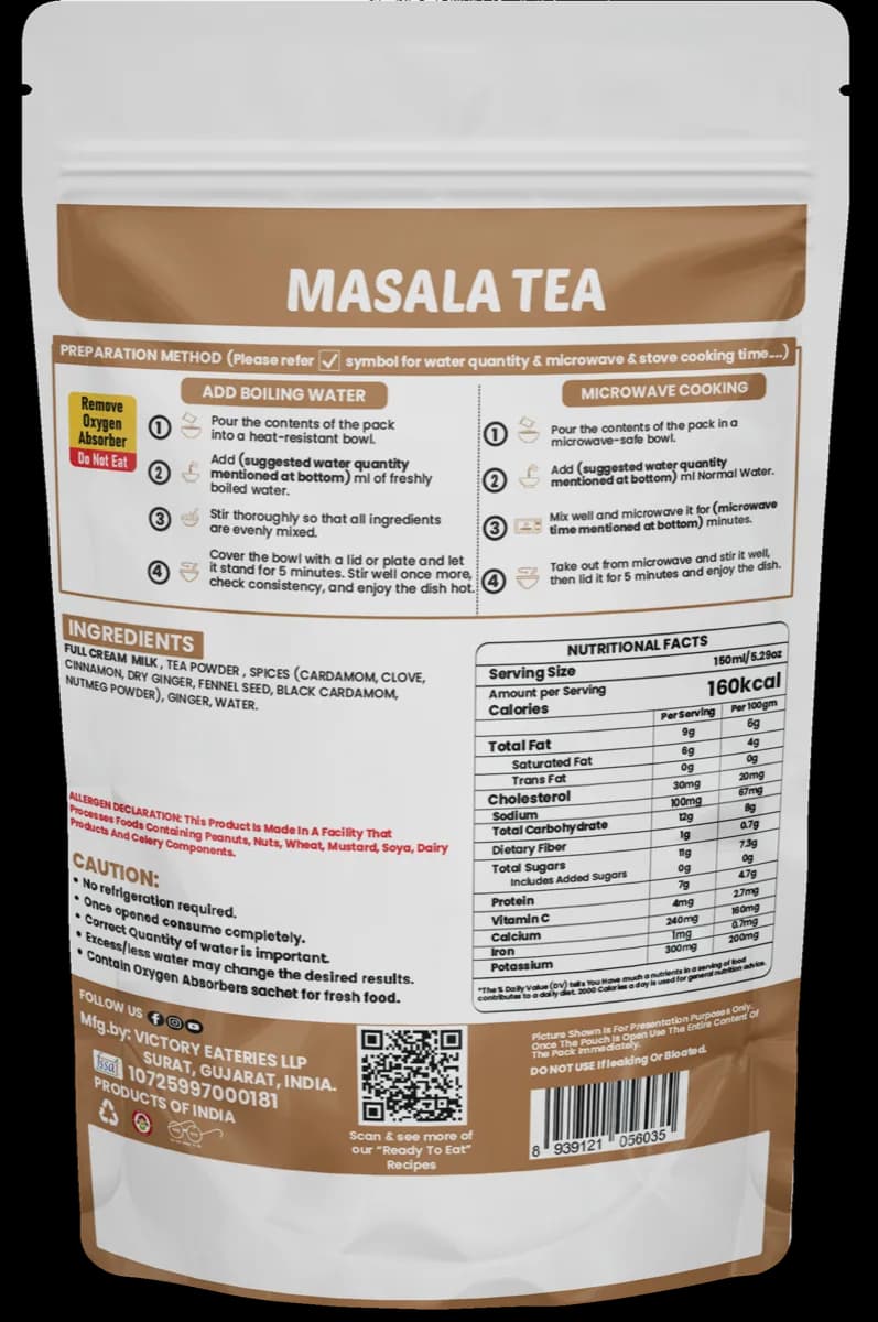 Masala Tea (Pack of 5) — back of pack