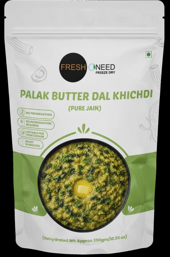 Palak butter dal khichdi (Jain)