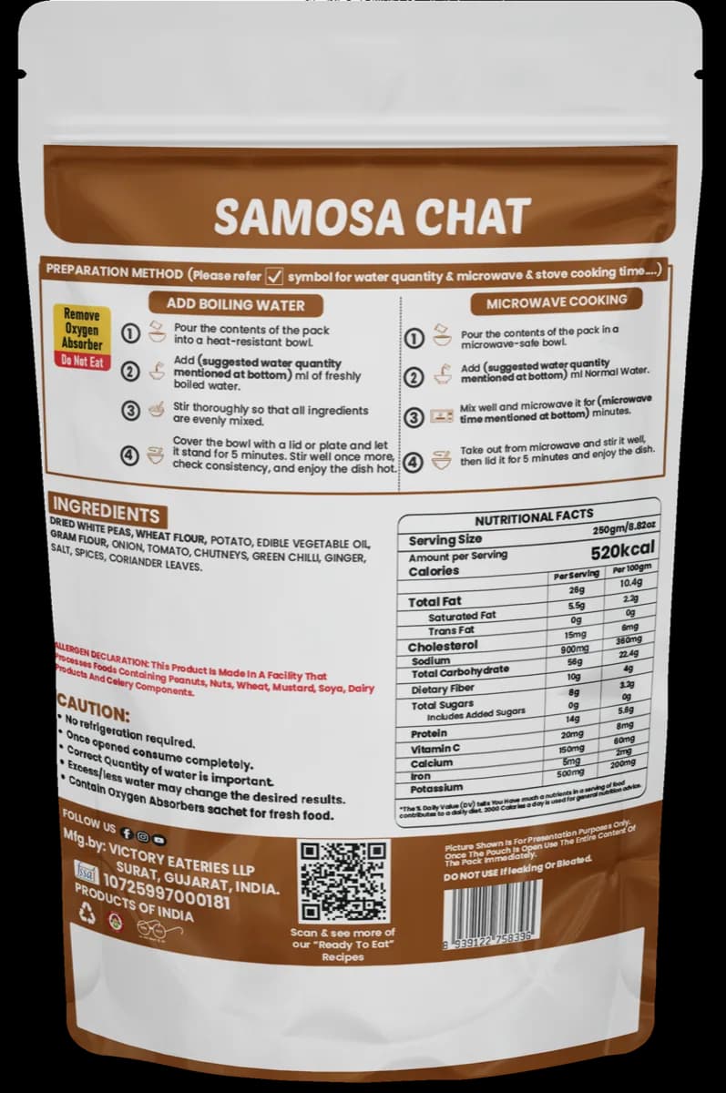 Samosa Chat — back of pack