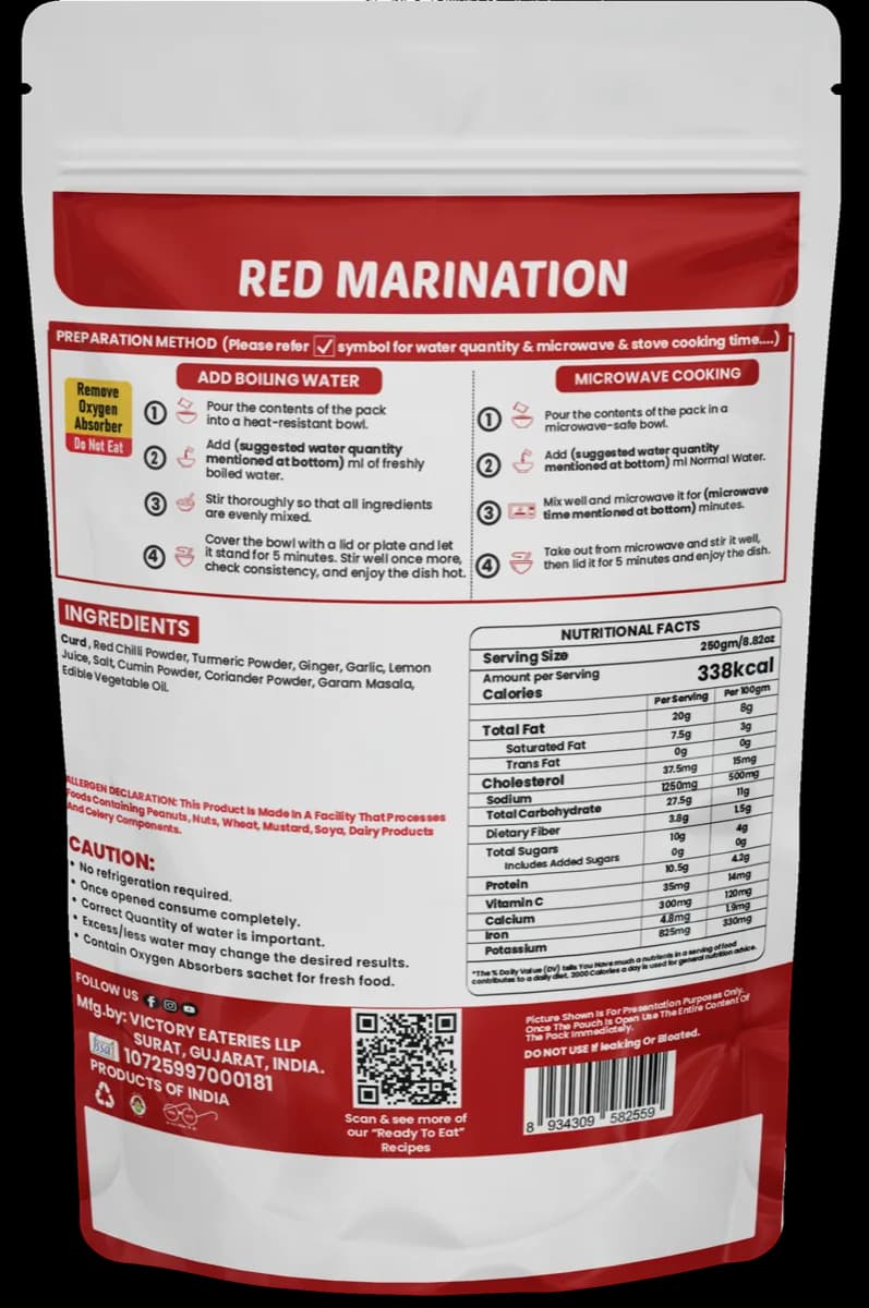 Red Marination — back of pack