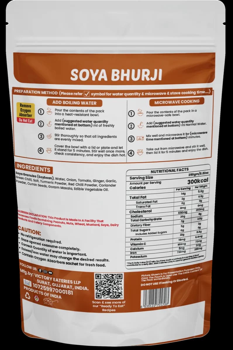 Soya Bhurji — back of pack