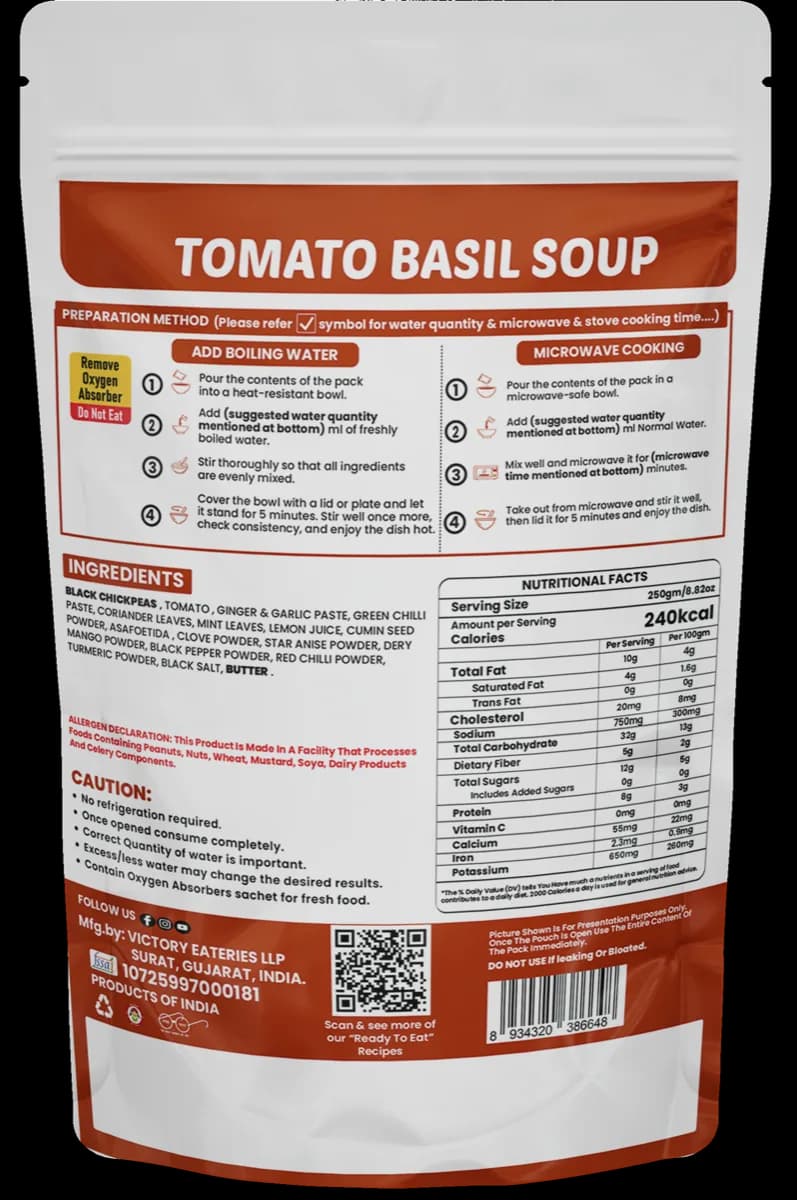 Tomato Basil Soup — back of pack