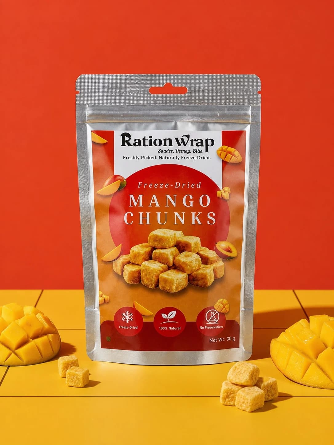 RationWrap Freeze-Dried Mango Chunks pouch