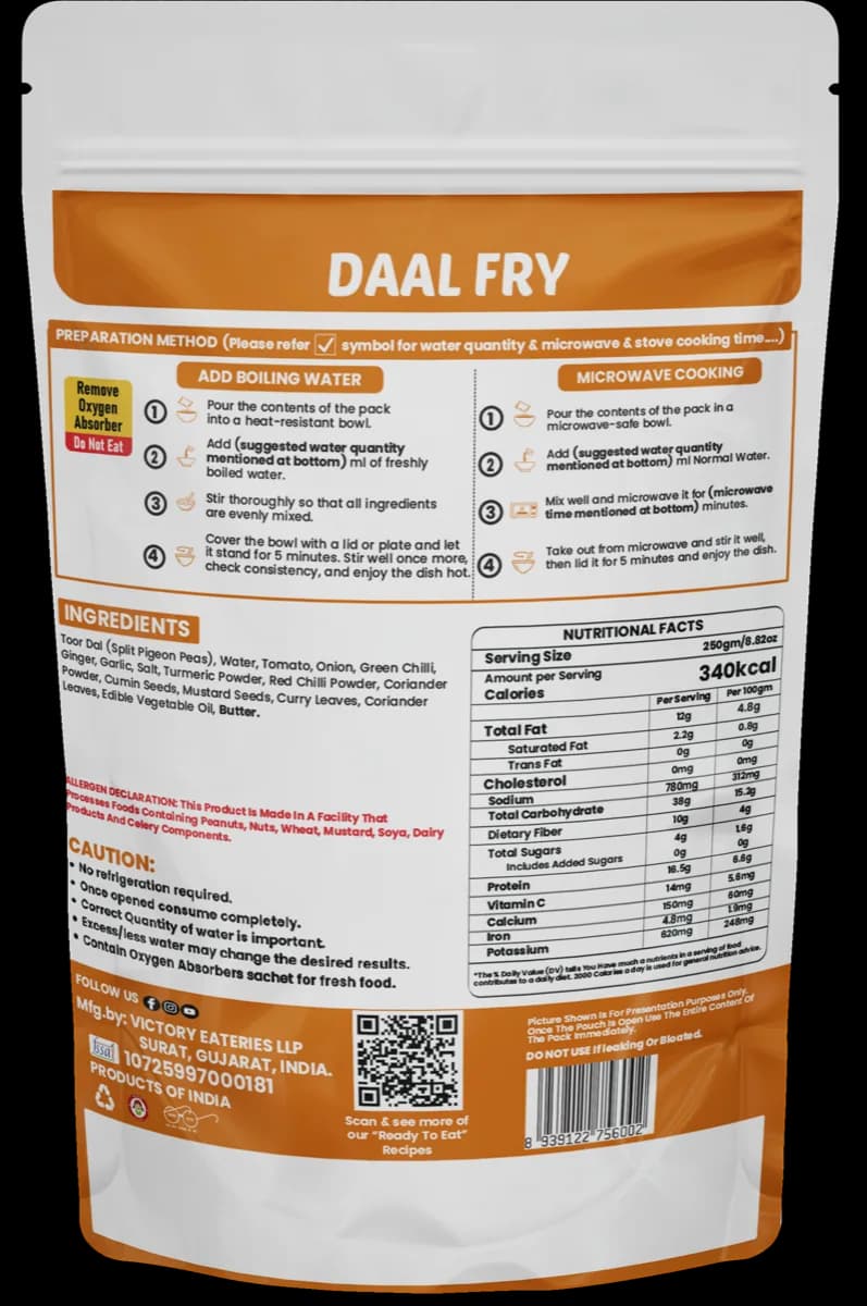 Dal Fry — back of pack