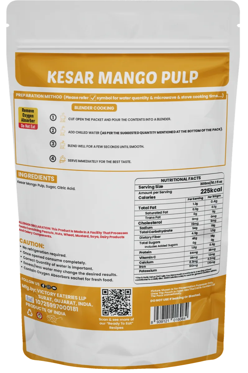 Kesar Mango Pulp — back of pack