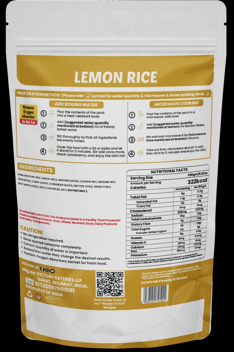 Lemon Rice — back of pack
