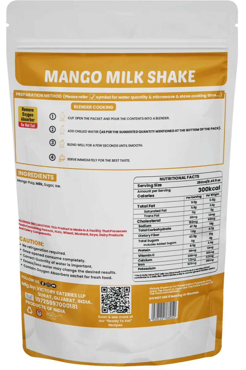 Mango Milk Shake — back of pack