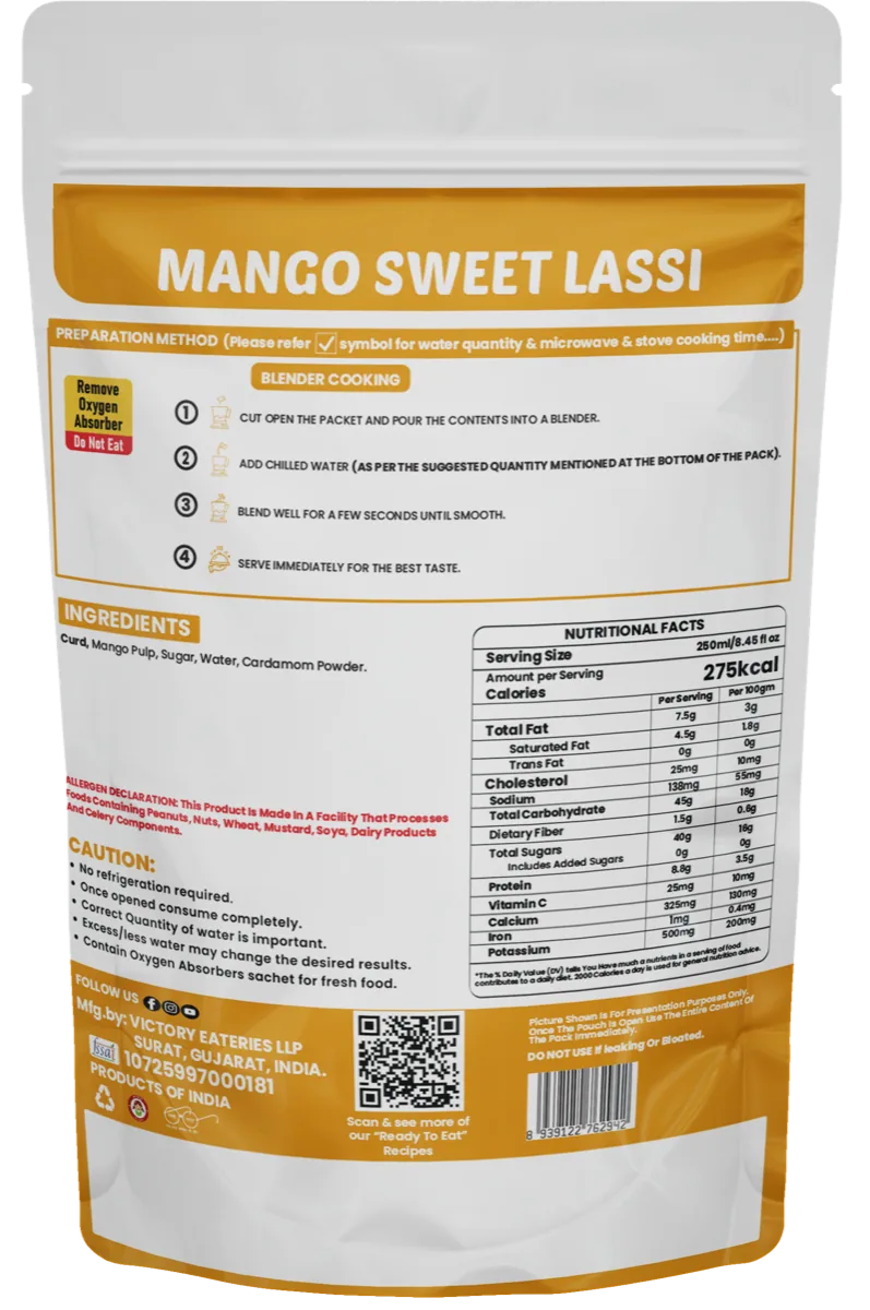 Mango Sweet Lassi — back of pack