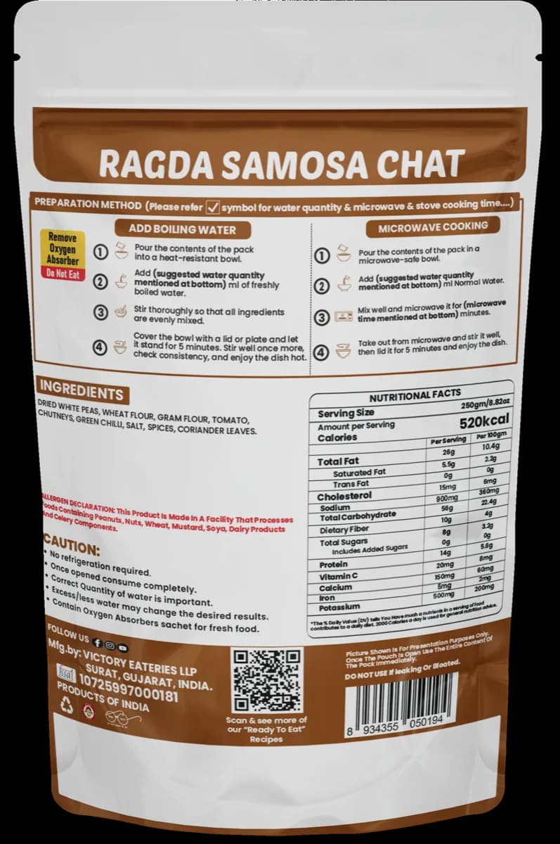 Samosa Chat (Jain) — back of pack