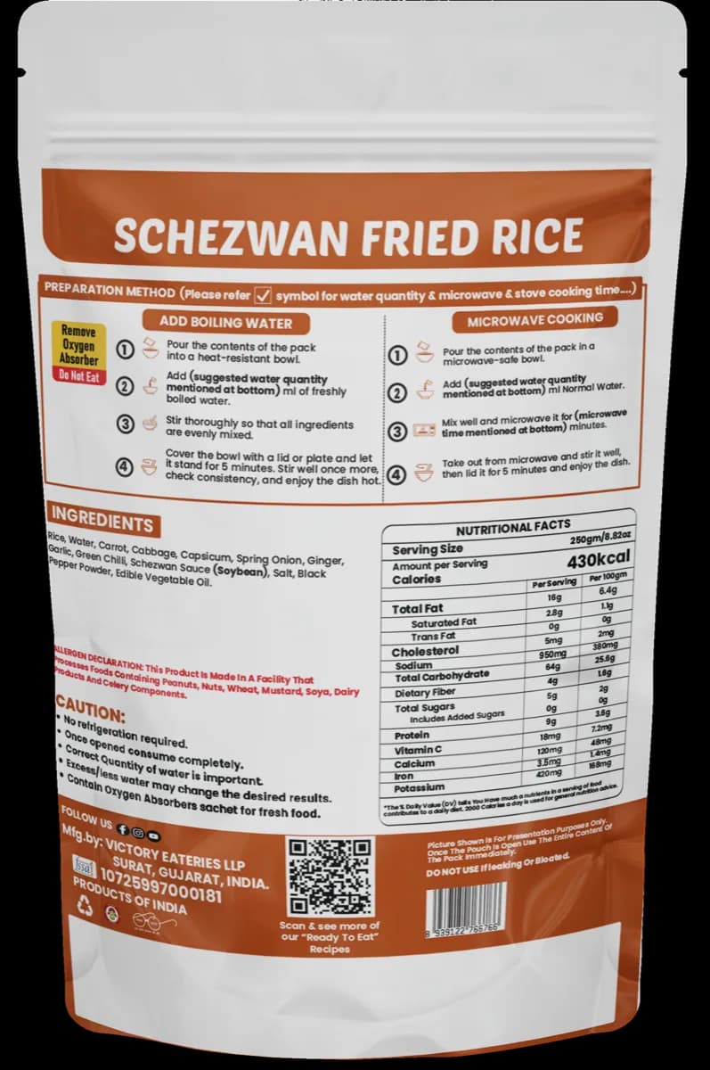 Schezwan Fried Rice — back of pack
