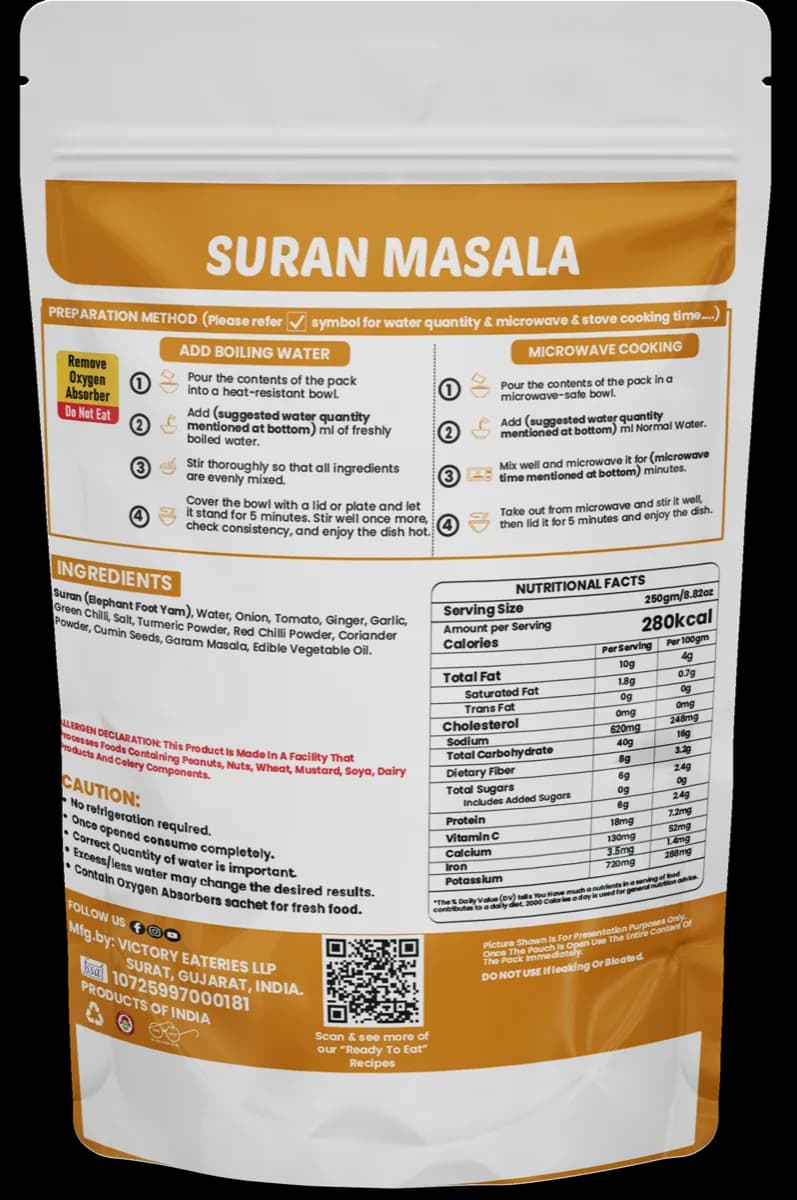 Suran Masala — back of pack