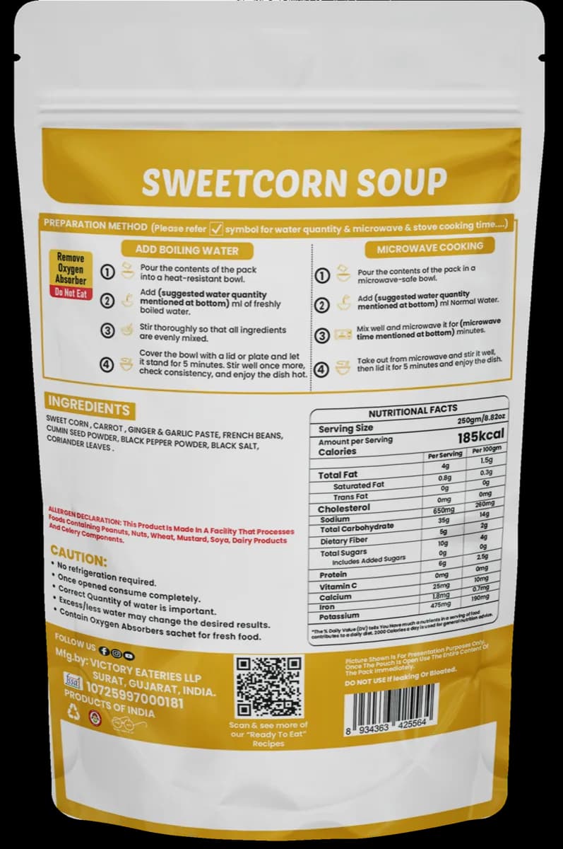 Sweetcorn Soup — back of pack