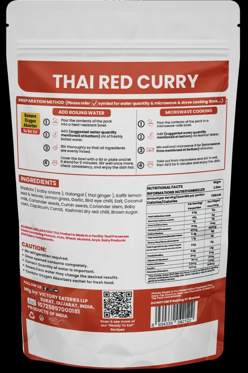 Thai Red Curry — back of pack