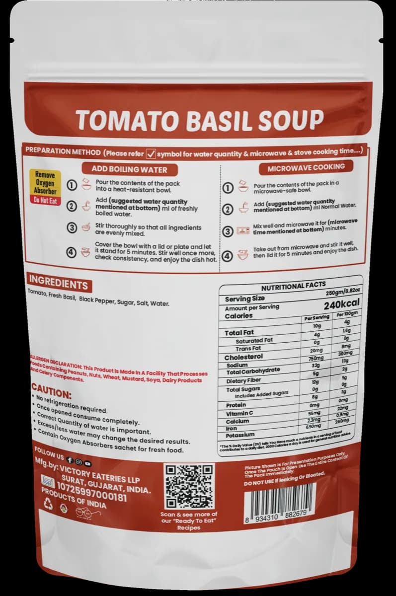 Tomato Basil Soup (Jain) — back of pack